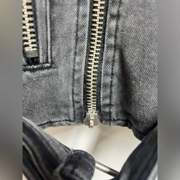 NEW NWT All Saints Balfern Denim Biker Jacket in Washed grey size 2 women’s - Picture 10 of 14